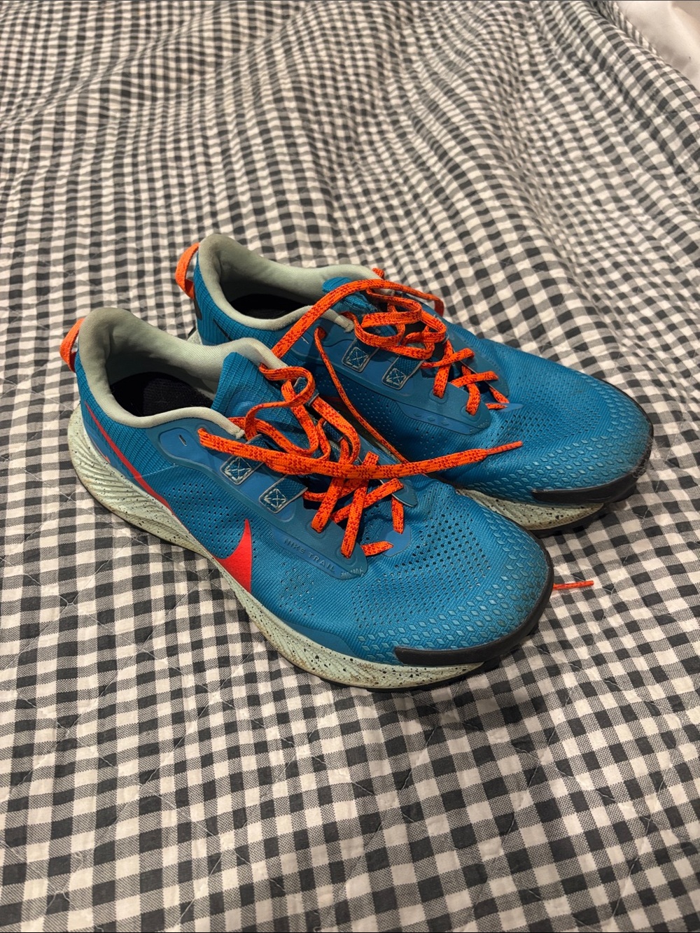 Nike Men’s Blue Athletic Shoes with Orange Accents